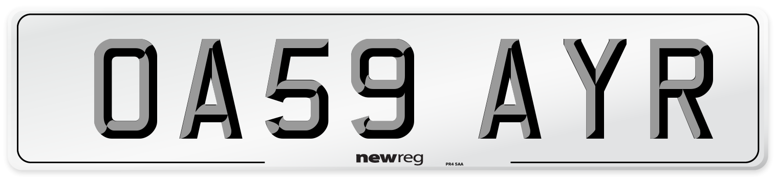 OA59 AYR Number Plate from New Reg